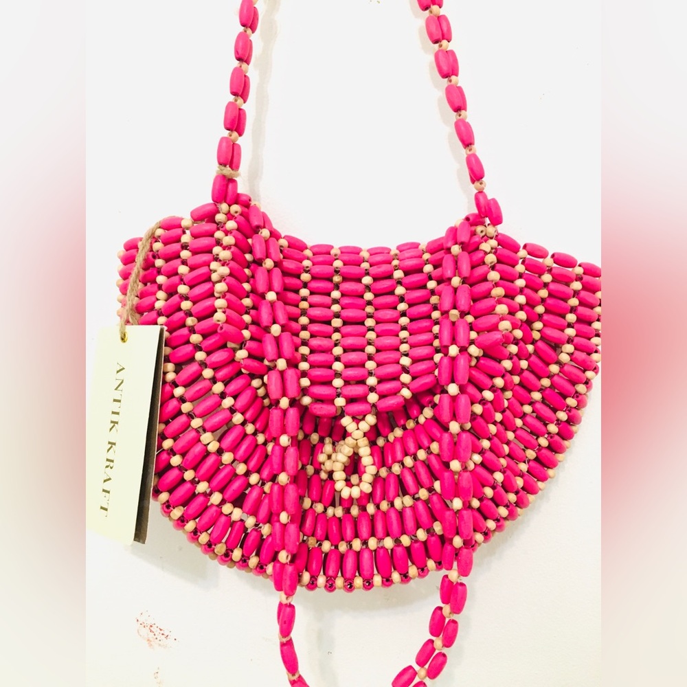 Antik Kraft from Anthropologie wooden‎ bead shoulder bag NWT